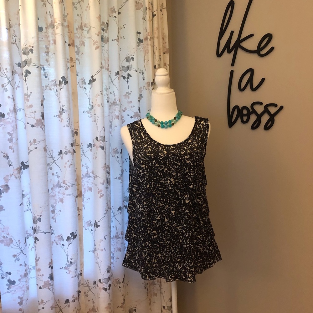 J CREW-Sleeveless Top-Silk-Ruffles Front